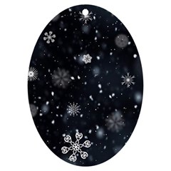 Snowflakes Snow Snowfall Snowing Uv Print Acrylic Ornament Oval by Apenda