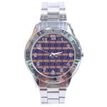 Bitcoin Logo Pattern Stainless Steel Analogue Watch Front