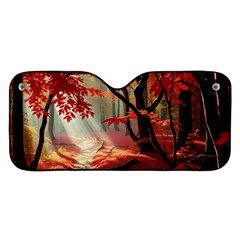 Forest Path Red Nature Car Windshield Sunshade by Bedest