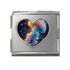 Cosmic Jellyfish Artwork Mega Link Heart Italian Charm (18mm) by ExtraAwesomeSauce