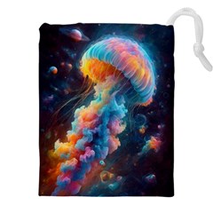 Cosmic Jellyfish Artwork Drawstring Pouch (4xl) by ExtraGoodSauce