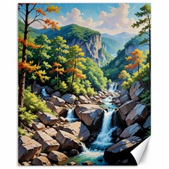 Serene Mountain Waterfall Landscape Canvas 16  X 20  by ExtraGoodSauce