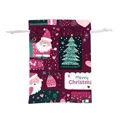 Christmas Santa Claus Lightweight Drawstring Pouch (l) by Posterlux