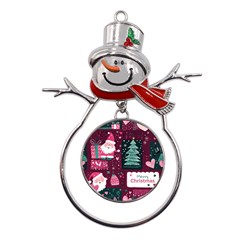 Christmas Santa Claus Metal Snowman Ornament by Posterlux