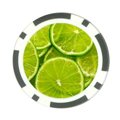 Lime Slices Close Up, Fresh, Fruit, Green Lemon Poker Chip Card Guard by kyorashop23