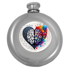 Brain Heart Math Round Hip Flask (5 Oz) by Salmanaz77