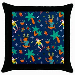 Colorful Funny Christmas Pattern Throw Pillow Case (black) by Ket1n9