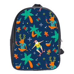 Colorful Funny Christmas Pattern School Bag (large) by Ket1n9