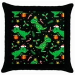 Christmas Funny Pattern Dinosaurs Throw Pillow Case (Black) Front