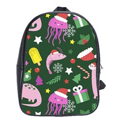 Dinosaur Colorful Funny Christmas Pattern School Bag (xl) by Ket1n9