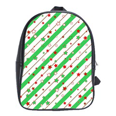 Christmas Paper Stars Pattern Texture Background Colorful Colors Seamless School Bag (xl) by Ket1n9