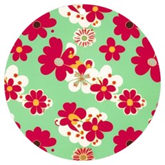 Retro 1960s Flowers Pattern Uv Print Acrylic Ornament Round by violetheavensky