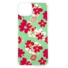 Retro 1960s Flowers Pattern Iphone 15 Tpu Uv Print Case by violetheavensky