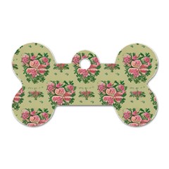 Retro 1880s Flowers Pattern 9 Dog Tag Bone (two Sides) by violetheavensky