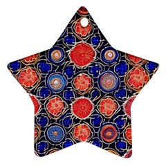 Retro Geometric Shapes And Flowers 3 Ornament (star) by violetheavensky