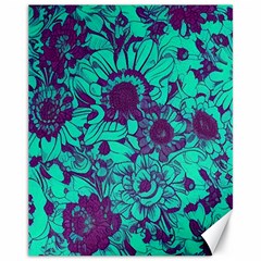 Mid Century Retro Floral 1970s 1960s Pattern 101 Canvas 11  X 14  by violetheavensky