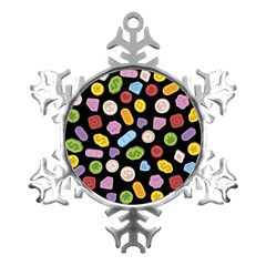 Ecstasy Pills Pattern Metal Small Snowflake Ornament by Valentinaart