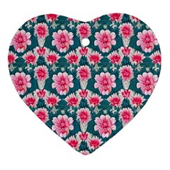 Retro 1880s Flowers Pattern 22 Heart Ornament (two Sides) by violetheavensky