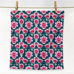 Retro 1880s Flowers Pattern 22 Face Towel by violetheavensky