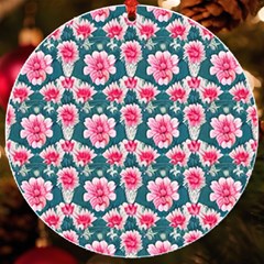 Retro 1880s Flowers Pattern 22 Uv Print Acrylic Ornament Round by violetheavensky