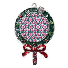 Retro 1880s Flowers Pattern 22 Metal X mas Lollipop With Crystal Ornament by violetheavensky