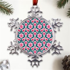 Retro 1880s Flowers Pattern 22 Metal Large Snowflake Ornament by violetheavensky