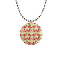 Retro 1880s Flowers Pattern 18 1  Button Necklace by violetheavensky