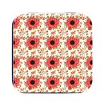 Retro 1880s Flowers Pattern 23 Square Metal Box (Black) Front