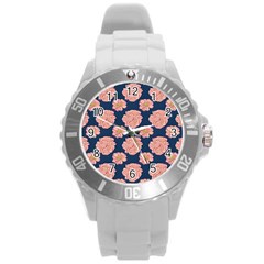 Retro 1880s Flowers Pattern 16 Round Plastic Sport Watch (l) by violetheavensky