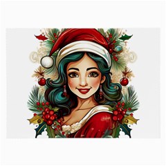 Young Woman With Santa Claus Clothes Isolated Illustration Wb Large Glasses Cloth (2 Sides) by dflcprintsclothing