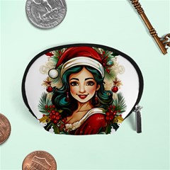 Young Woman With Santa Claus Clothes Isolated Illustration Wb Accessory Pouch (small) by dflcprintsclothing