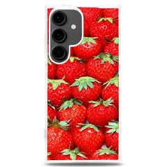 Strawberry Texture, Macro, Ripe Strawberry Samsung Galaxy S24 Plus 6 7 Inch Tpu Uv Case by kyorashop23