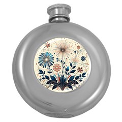 Flowers Bloom Blossom Flora Modern Round Hip Flask (5 Oz) by Salmanaz77