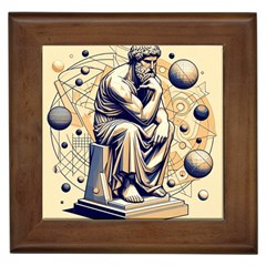 Thinker Sculpture Design Geometric Framed Tile by Salmanaz77