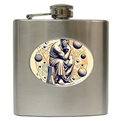 Thinker Sculpture Design Geometric Hip Flask (6 Oz) by Salmanaz77