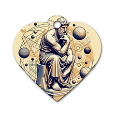 Thinker Sculpture Design Geometric Dog Tag Heart (two Sides) by Salmanaz77