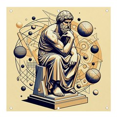 Thinker Sculpture Design Geometric Banner And Sign 4  X 4  by Salmanaz77