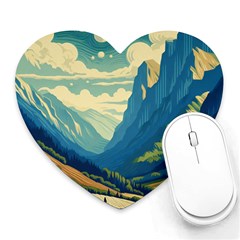 Mountains Nature Forest Landscape Heart Mousepad by Salmanaz77