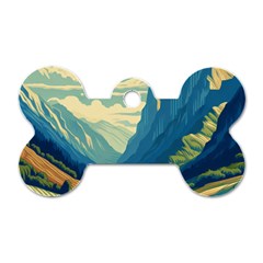 Mountains Nature Forest Landscape Dog Tag Bone (two Sides) by Salmanaz77