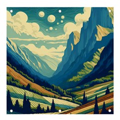 Mountains Nature Forest Landscape Banner And Sign 4  X 4  by Salmanaz77