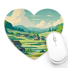 Countryside Meadow Rural Bloom Heart Mousepad by Salmanaz77