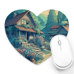 House Garden Building Flowers Heart Mousepad by Salmanaz77