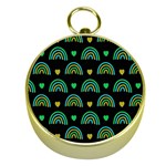 Dark Rainbow Pattern  Gold Compasses Front