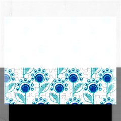 Blue Daisy Minimalist Leaves   Rectangular Jigsaw Puzzl by ConteMonfrey