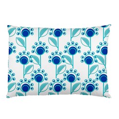 Blue Daisy Minimalist Leaves   Pillow Case (two Sides) by ConteMonfrey