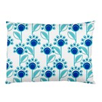 Blue Daisy Minimalist Leaves   Pillow Case (Two Sides) Back