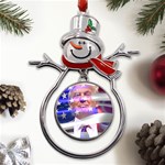 Donald Trump Flag Metal Snowman Ornament Front