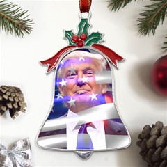 Donald Trump Flag Metal Holly Leaf Bell Ornament by vintagetrump