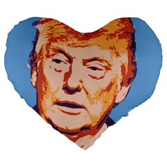 Orange Donald Trump Large 19  Premium Flano Heart Shape Cushions by vintagetrump