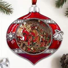 Christmas Art 01 Metal Snowflake And Bell Red Ornament by myclothy